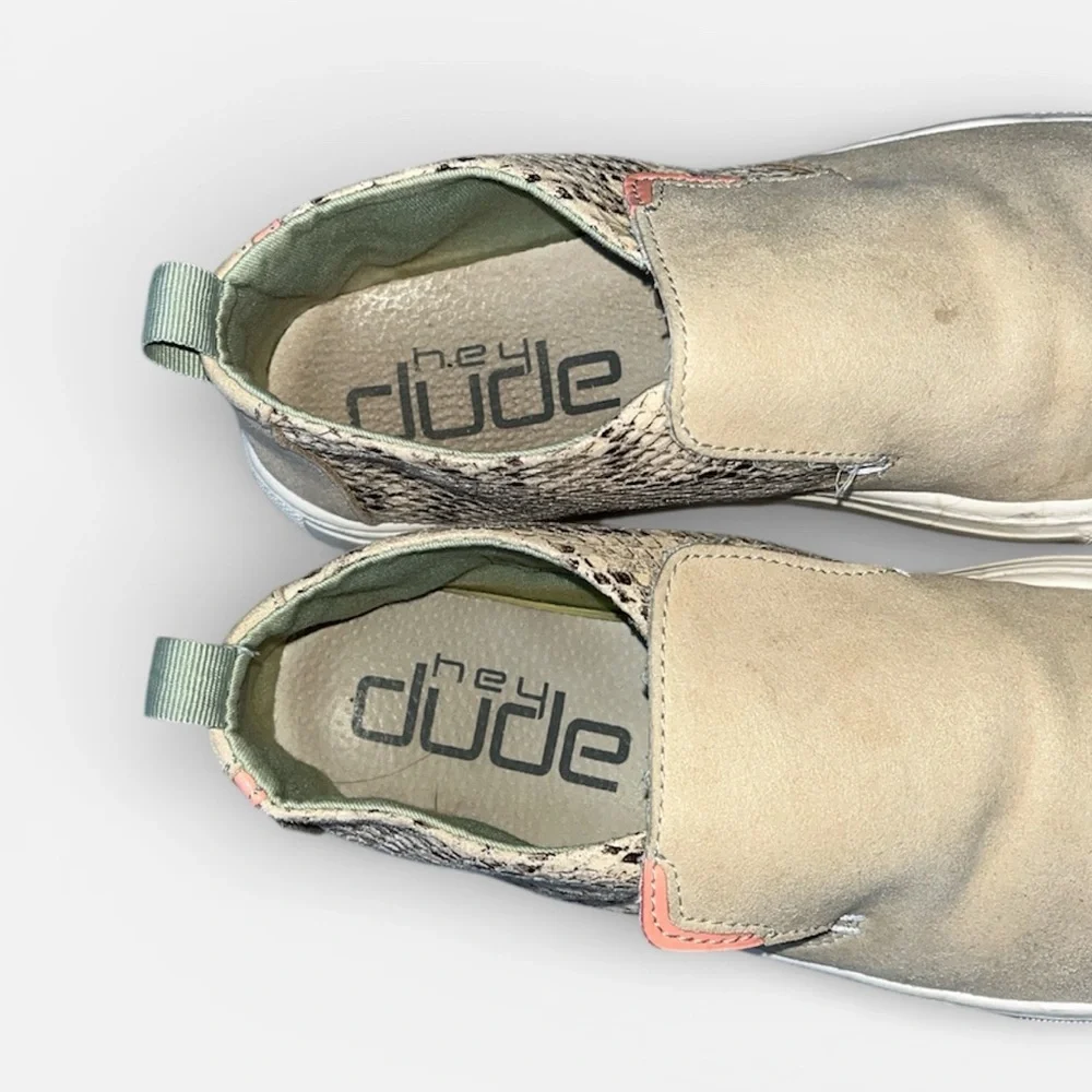 Hey Dude Peyton Women's Slip-on Shoe in Snake Beige Size 8